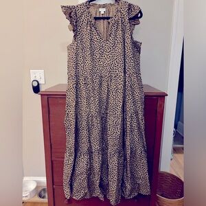 J Crew XL Midi flutter sleeve dress